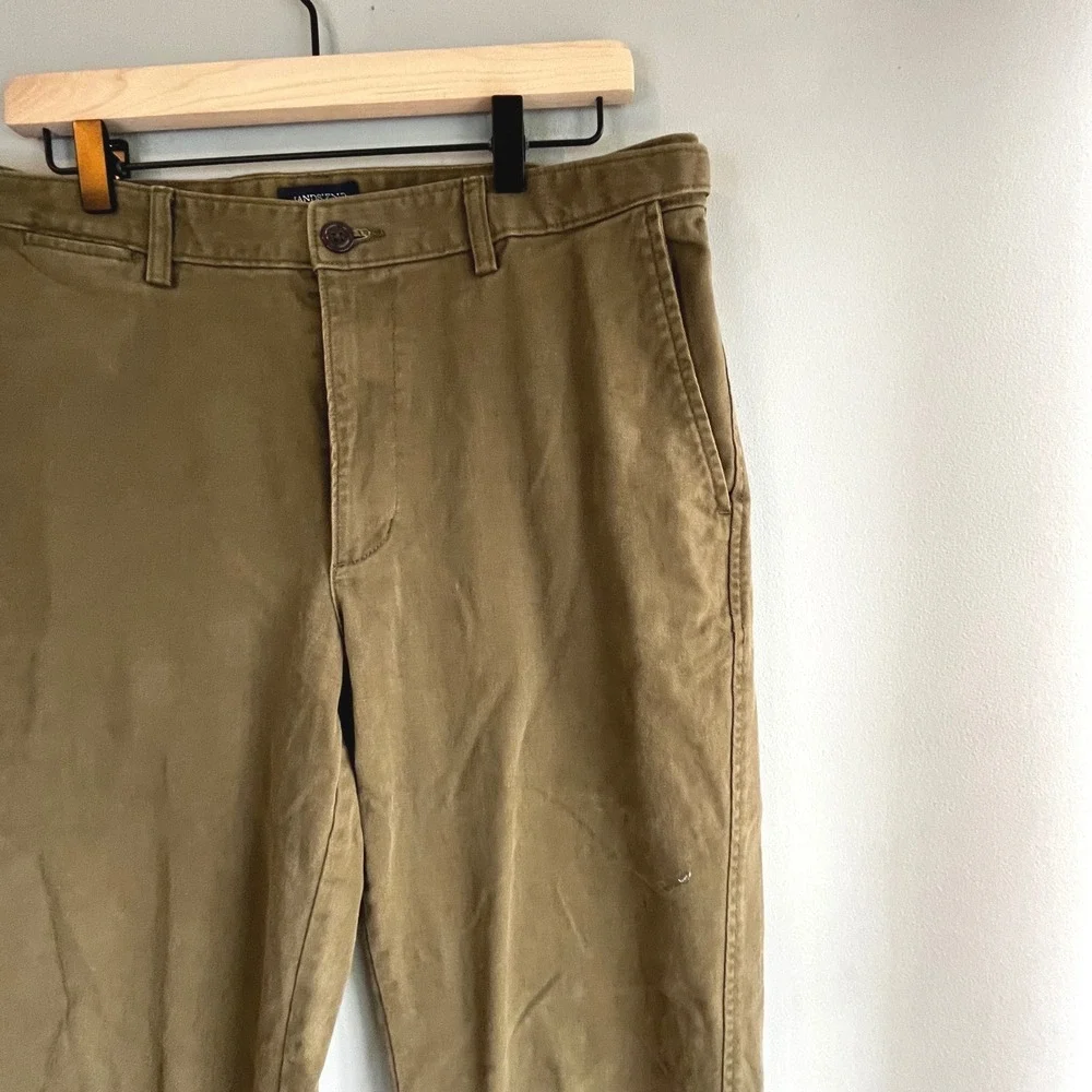Lands' End Traditional Fit Olive Green Chino Pants Casual Trousers 100 % Cotton - Picture 3 of 14